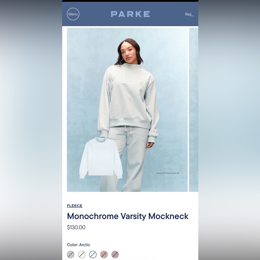 PARKE Arctic Fleece Monochrome Varsity Mockneck Sweatshirt